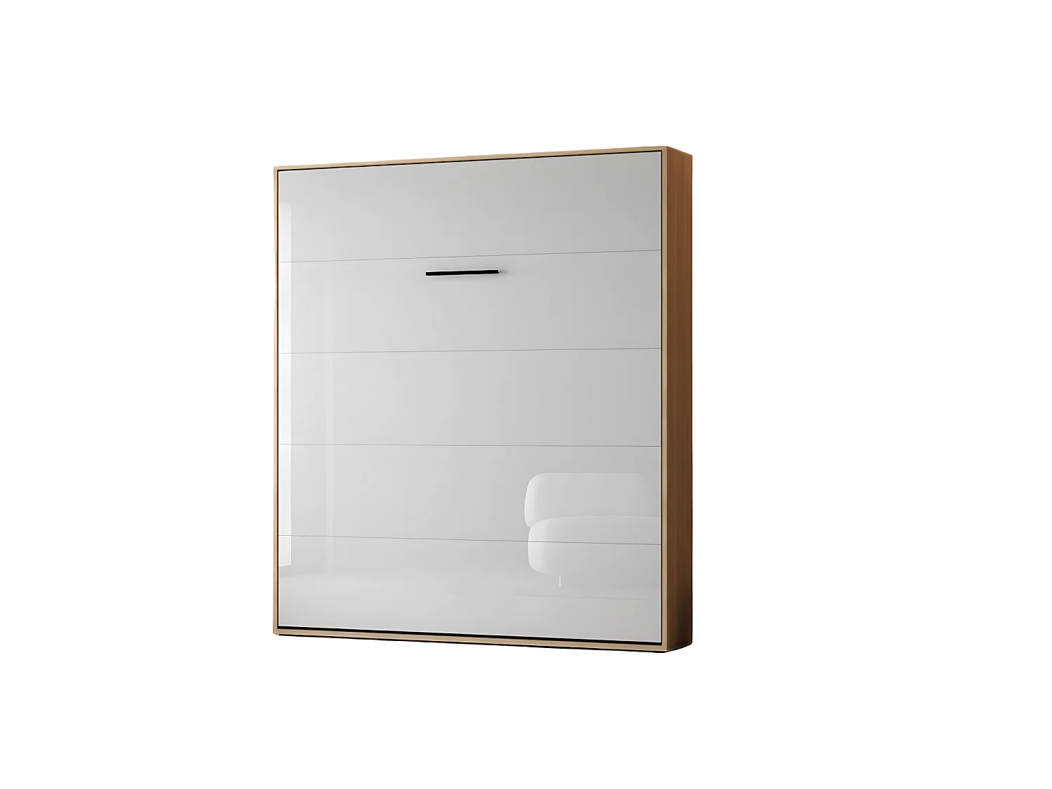 Lit escamotable 180x200cm Vertical Lit Mural SUP M1 cadre rembourré Chêne Kaisersberg/Blanc brillant