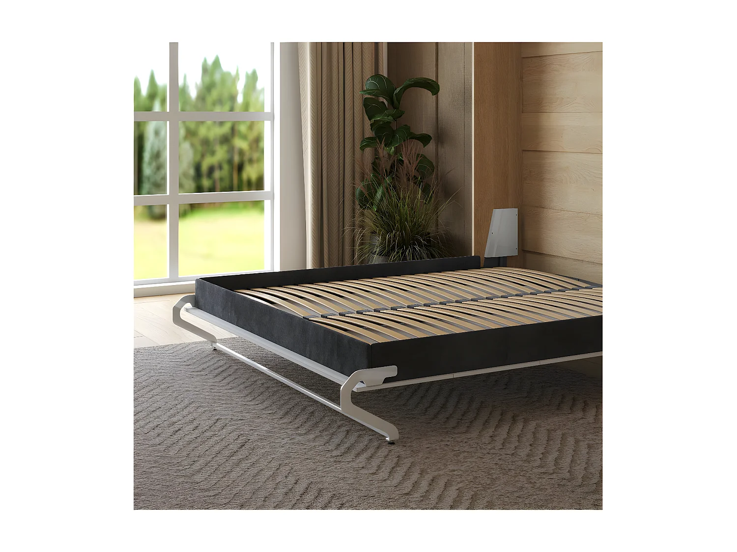 Lit escamotable 180x200cm Vertical Lit Mural SUP M1 cadre rembourré Chêne Kaisersberg/Blanc