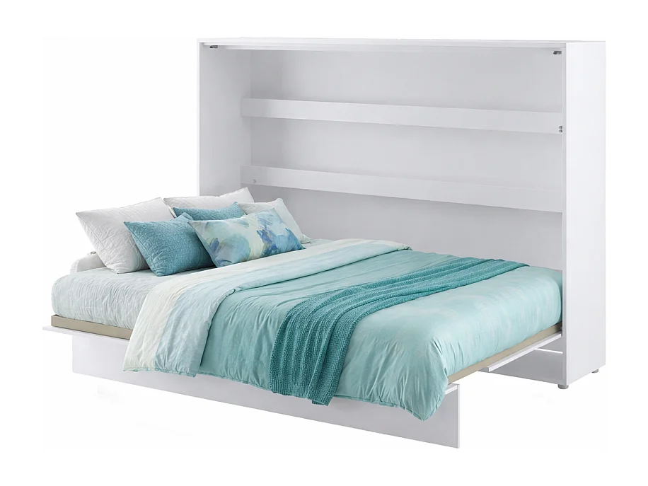 Lenart Lit escamotable MATELAS inclus Horizontal 140x200cm Blanc mat Lit Rabattable"Consus"