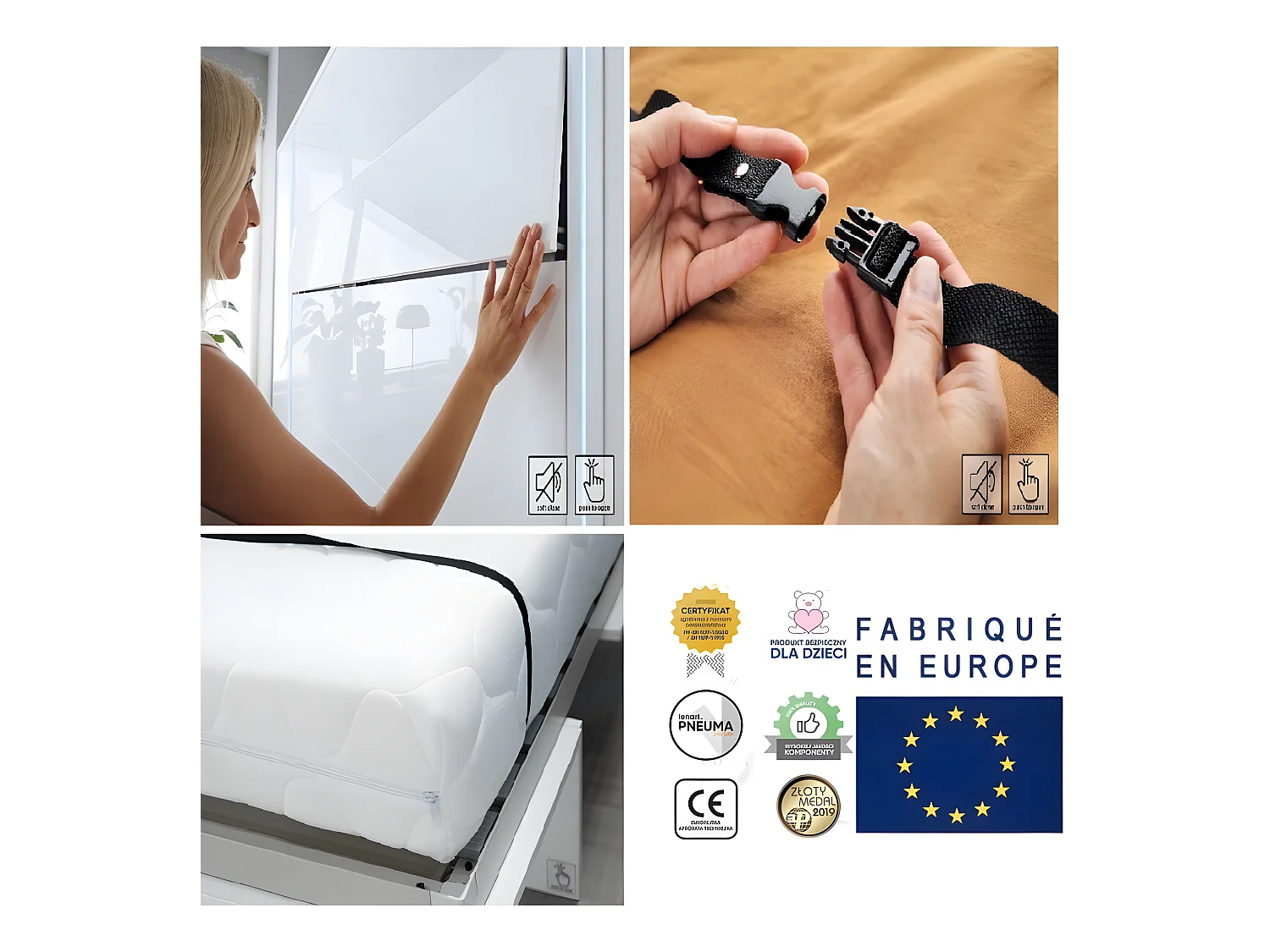 Lenart Lit escamotable MATELAS inclus Horizontal 90x200cm Chêne artisan Lit Rabattable"Consus"