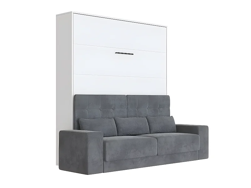 Lit escamotable 180x200cm Vertical Canapé Anthracite Lit Mural SUP M1 Blanc
