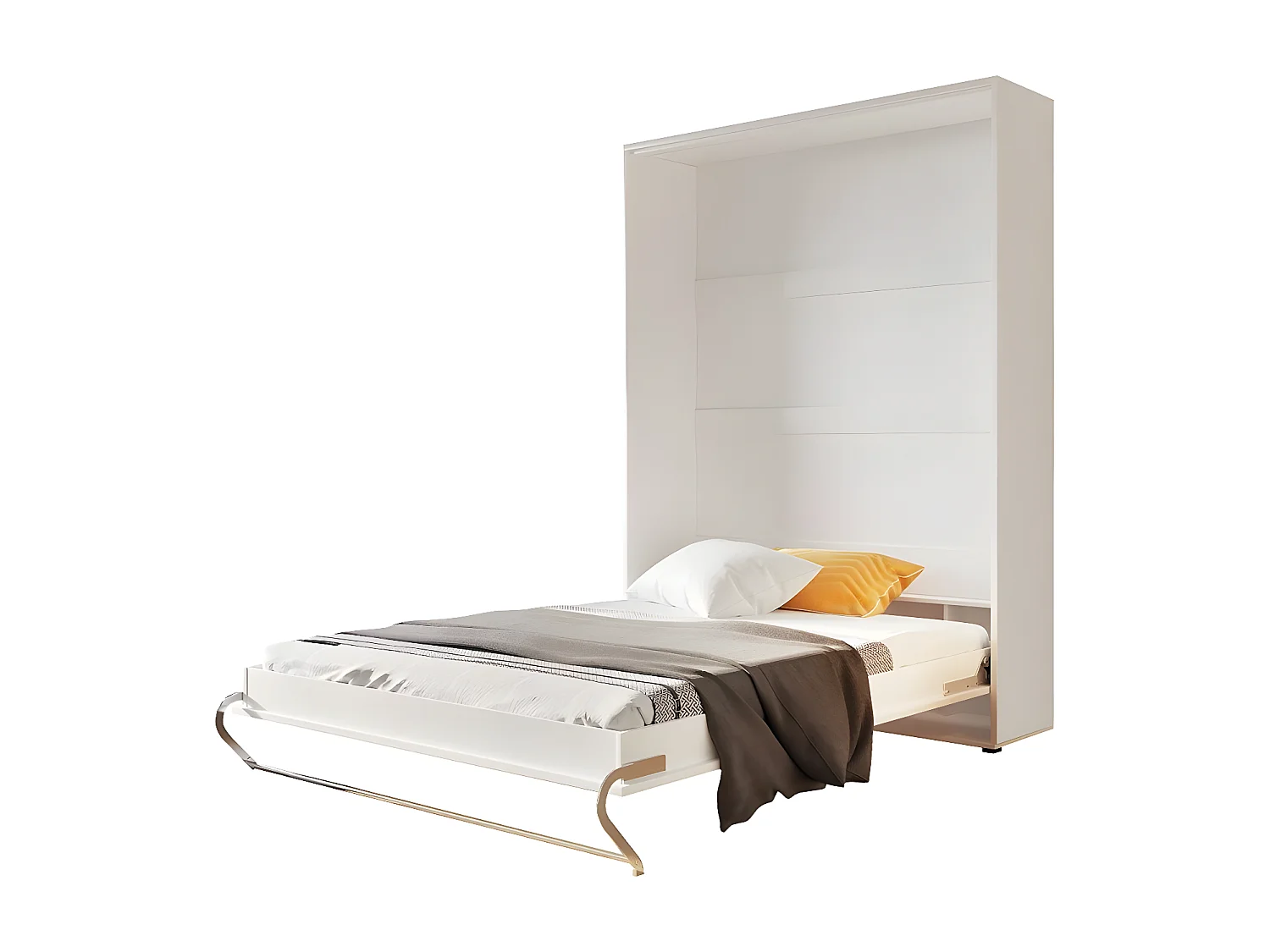 Lenart Lit escamotable MATELAS inclus Vertical 90x200cm Blanc brillant Lit Rabattable Consus pro