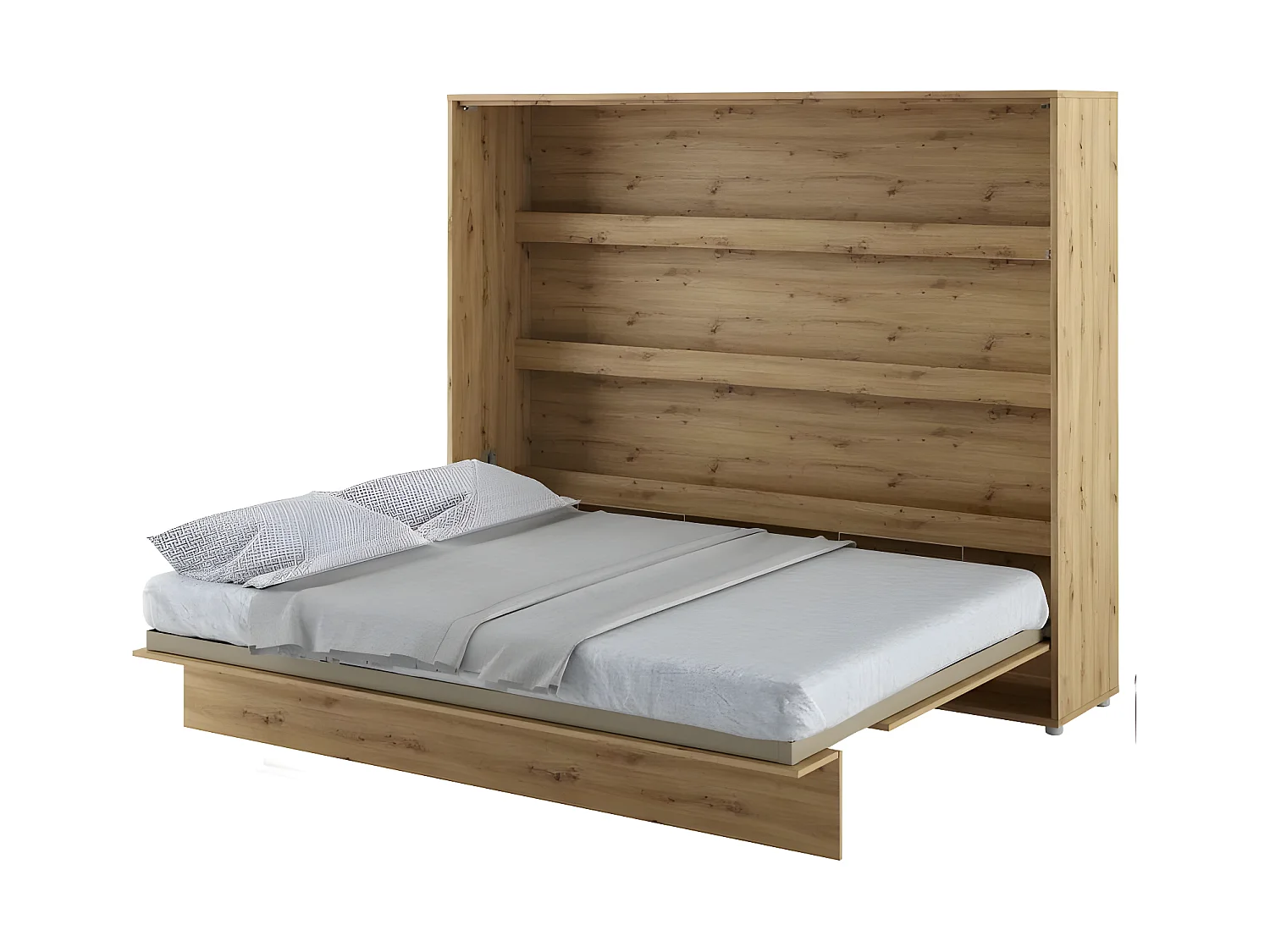 Lenart Lit escamotable MATELAS inclus Horizontal 160x200cm Chêne artisan Lit Rabattable"Consus"