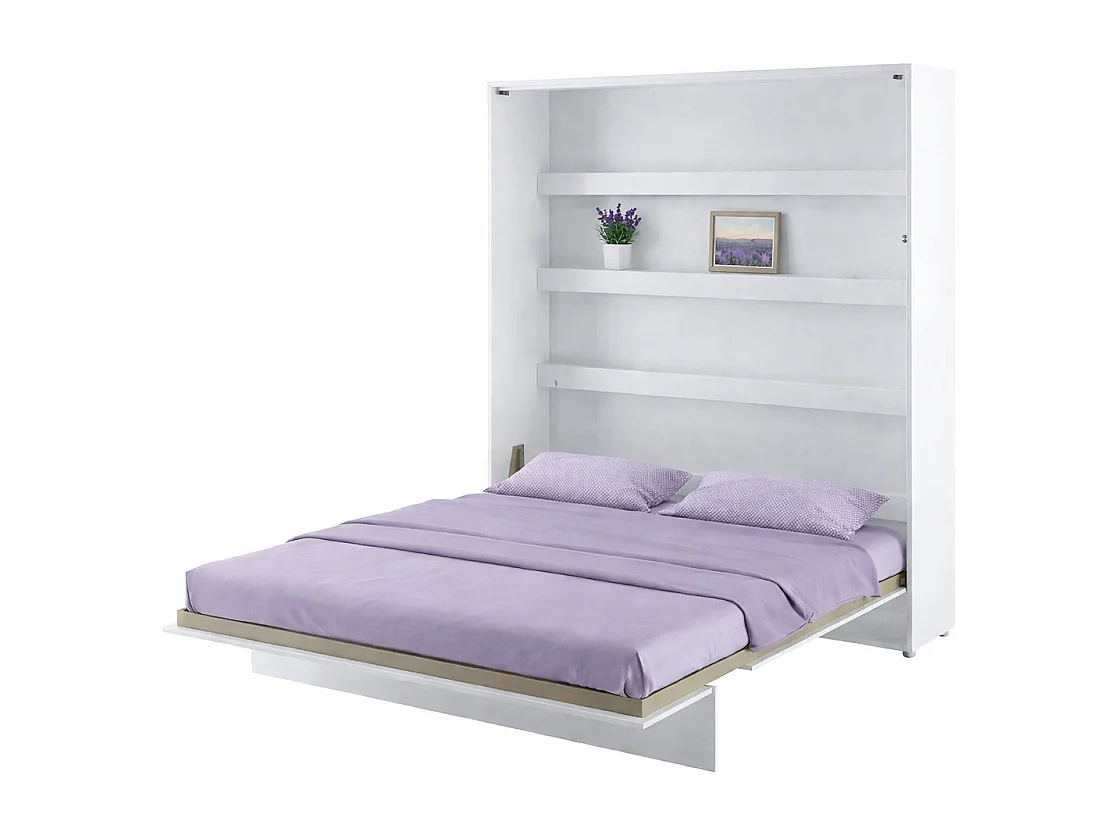 Lenart Lit escamotable MATELAS inclus Vertical 180x200cm Blanc mat Lit Rabattable"Consus"