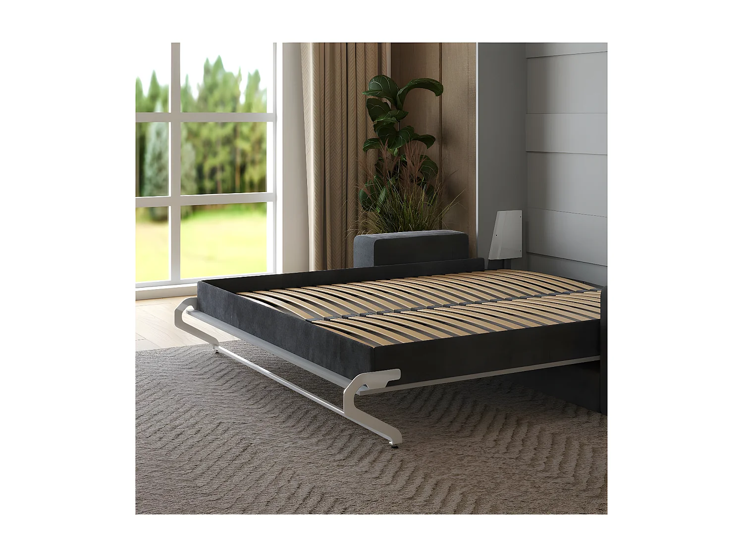 Lit escamotable 180x200cm Vertical Canapé Anthracite Lit Mural SUP M1 Gris perle