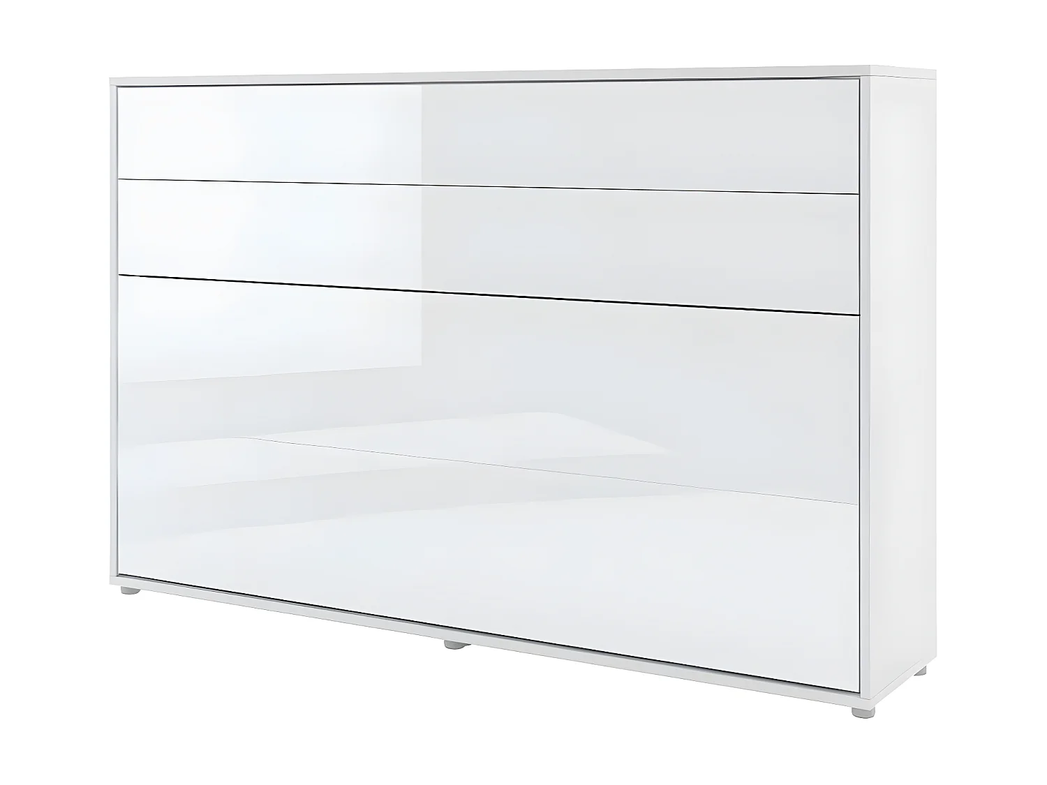 Lenart Lit escamotable MATELAS inclus Horizontal 120x200cm Blanc brillant Lit Rabattable"Consus"