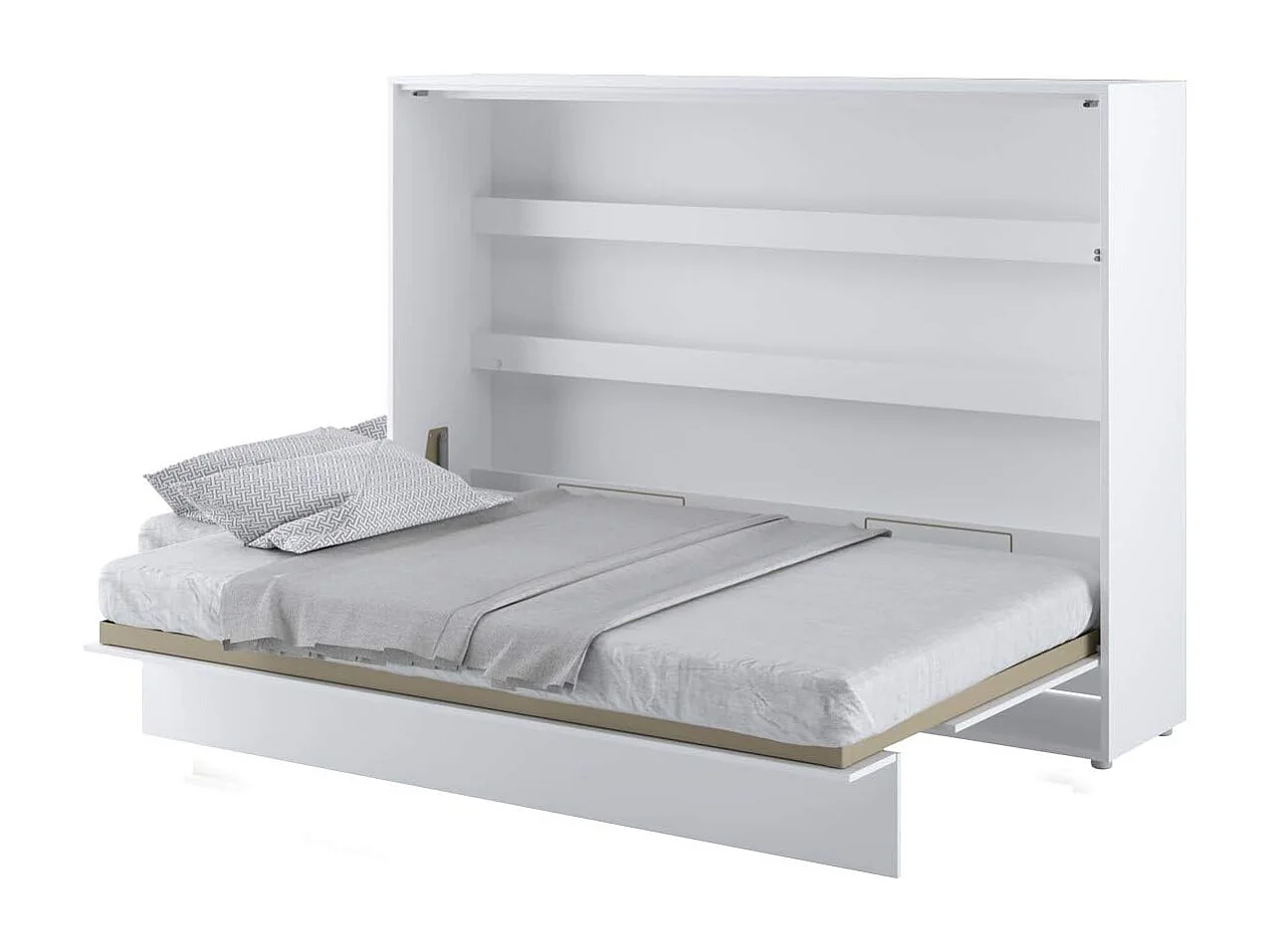 Lenart Lit escamotable MATELAS inclus Horizontal 140x200cm Blanc brillant Lit Rabattable"Consus"