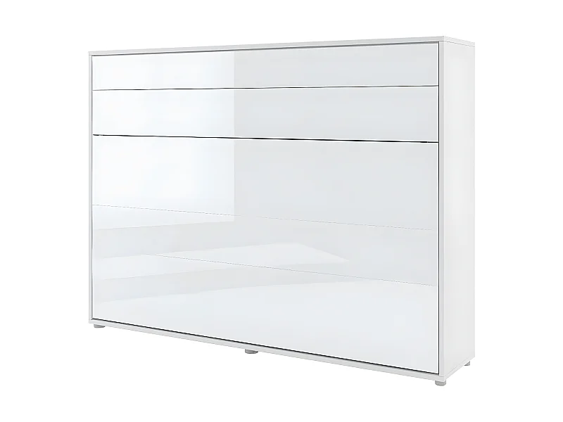 Lenart Lit escamotable MATELAS inclus Horizontal 140x200cm Blanc brillant Lit Rabattable"Consus"