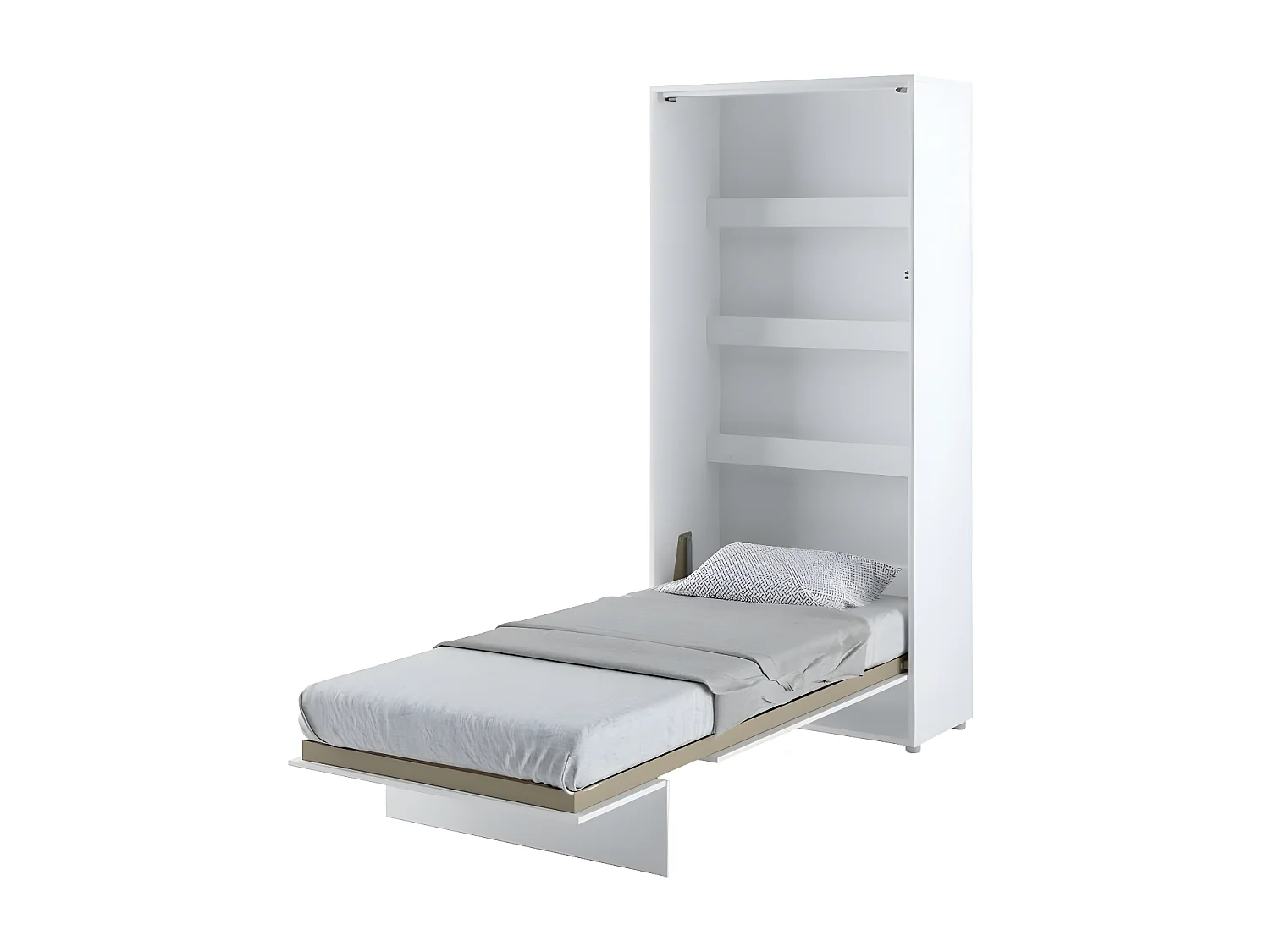 Lenart Lit escamotable MATELAS inclus Vertical 90x200cm Blanc mat Lit Rabattable"Consus"