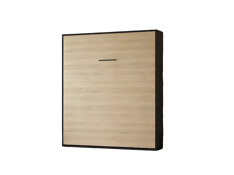 Lit escamotable 180x200cm Vertical Lit Mural SUP M1 cadre rembourré Anthracite/Chêne Kaisersberg