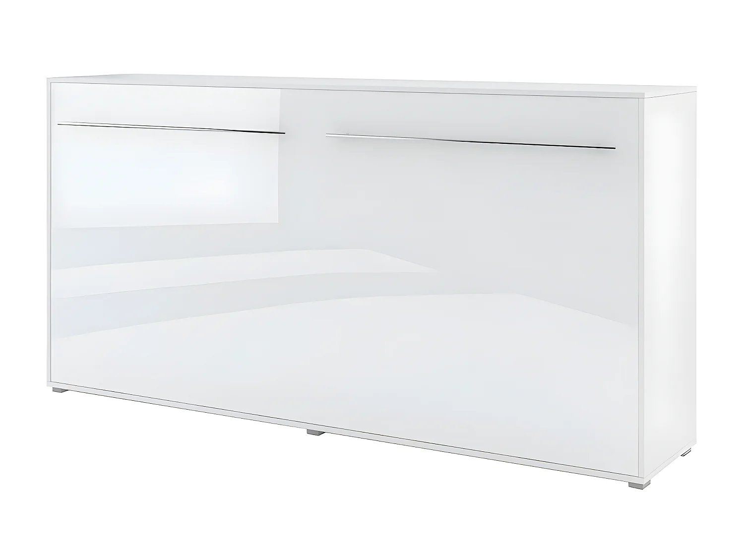 Lenart Lit escamotable MATELAS inclus Horizontal 140x200cm Blanc brillant Lit Rabattable Consus pro