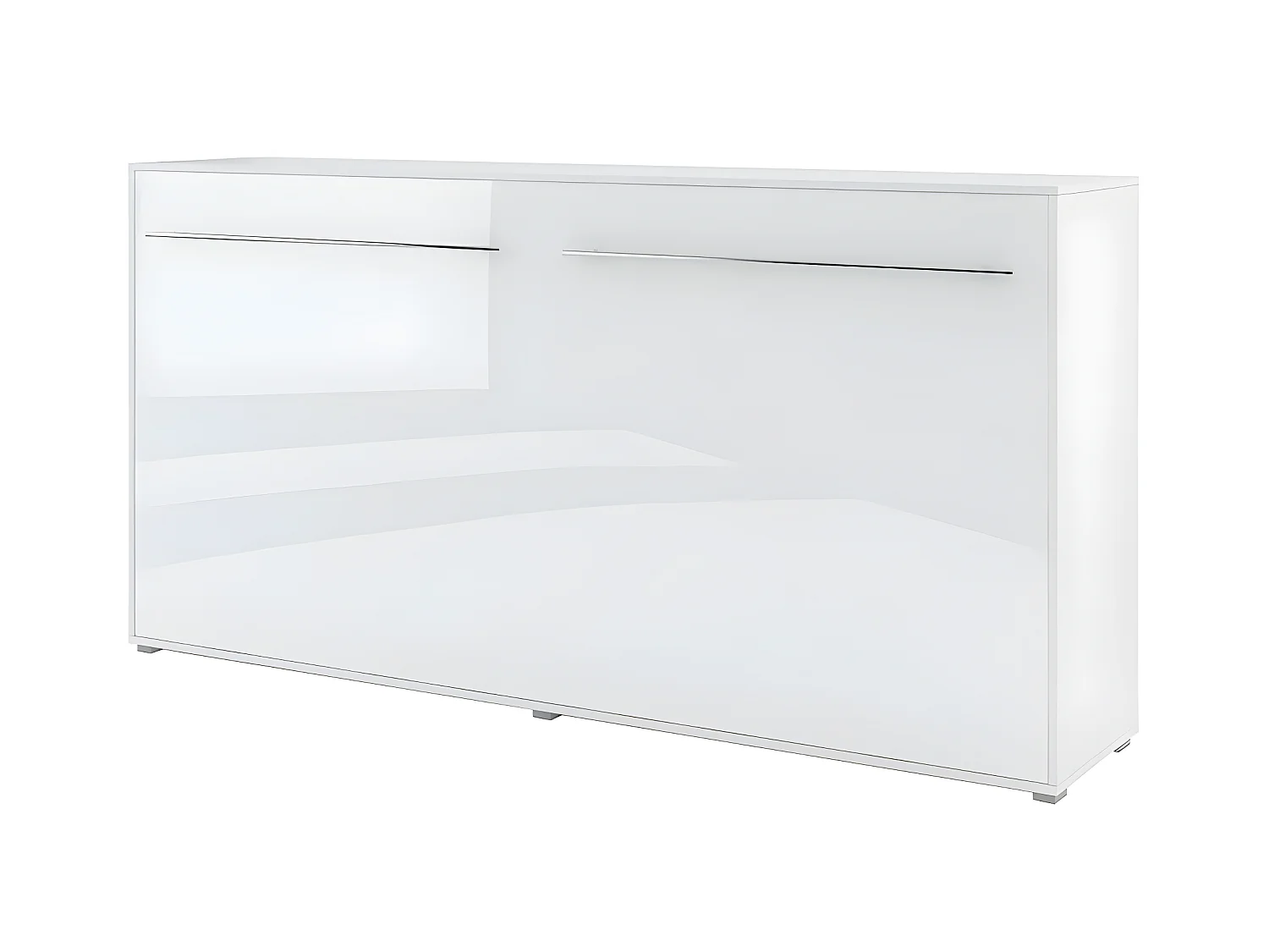Lenart Lit escamotable MATELAS inclus Horizontal 140x200cm Blanc brillant Lit Rabattable Consus pro