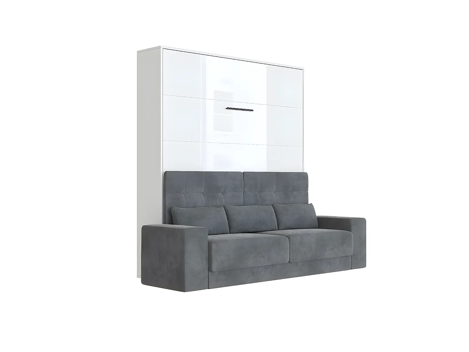 Lit escamotable 180x200cm Vertical Canapé Anthracite Lit Mural SUP M1 Blanc/Blanc brillant