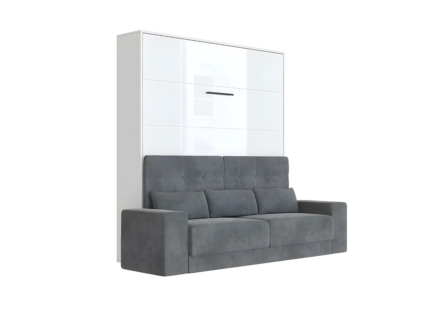 Lit escamotable 180x200cm Vertical Canapé Anthracite Lit Mural SUP M1 Blanc/Blanc brillant