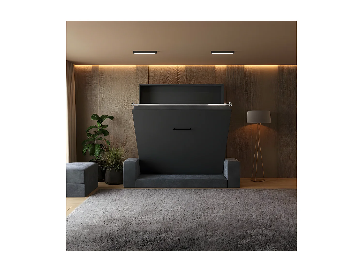 Lit escamotable 180x200cm Vertical Canapé Anthracite Lit Mural SUP M1 Anthracite