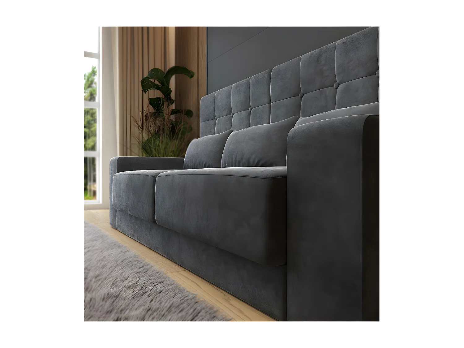 Lit escamotable 180x200cm Vertical Canapé Anthracite Lit Mural SUP M1 Anthracite