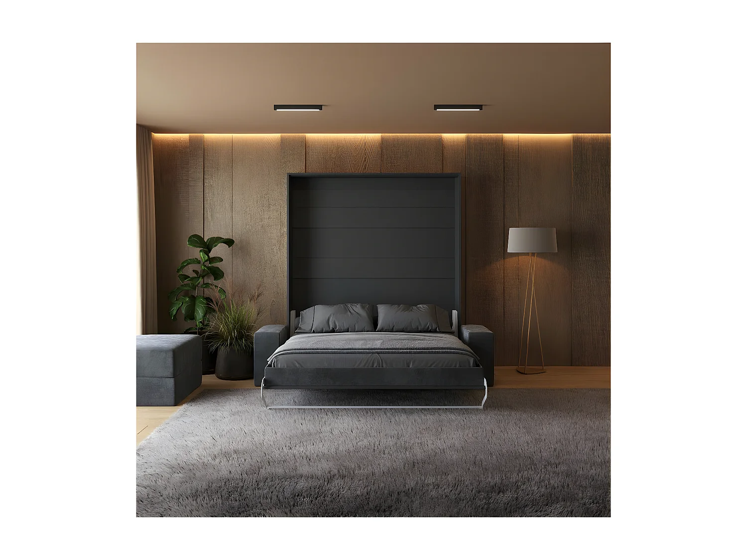 Lit escamotable 180x200cm Vertical Canapé Anthracite Lit Mural SUP M1 Anthracite