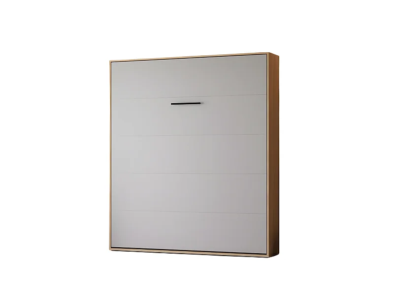 Lit escamotable 180x200cm Vertical Lit Mural SUP M1 cadre rembourré Chêne Kaisersberg/Gris perle