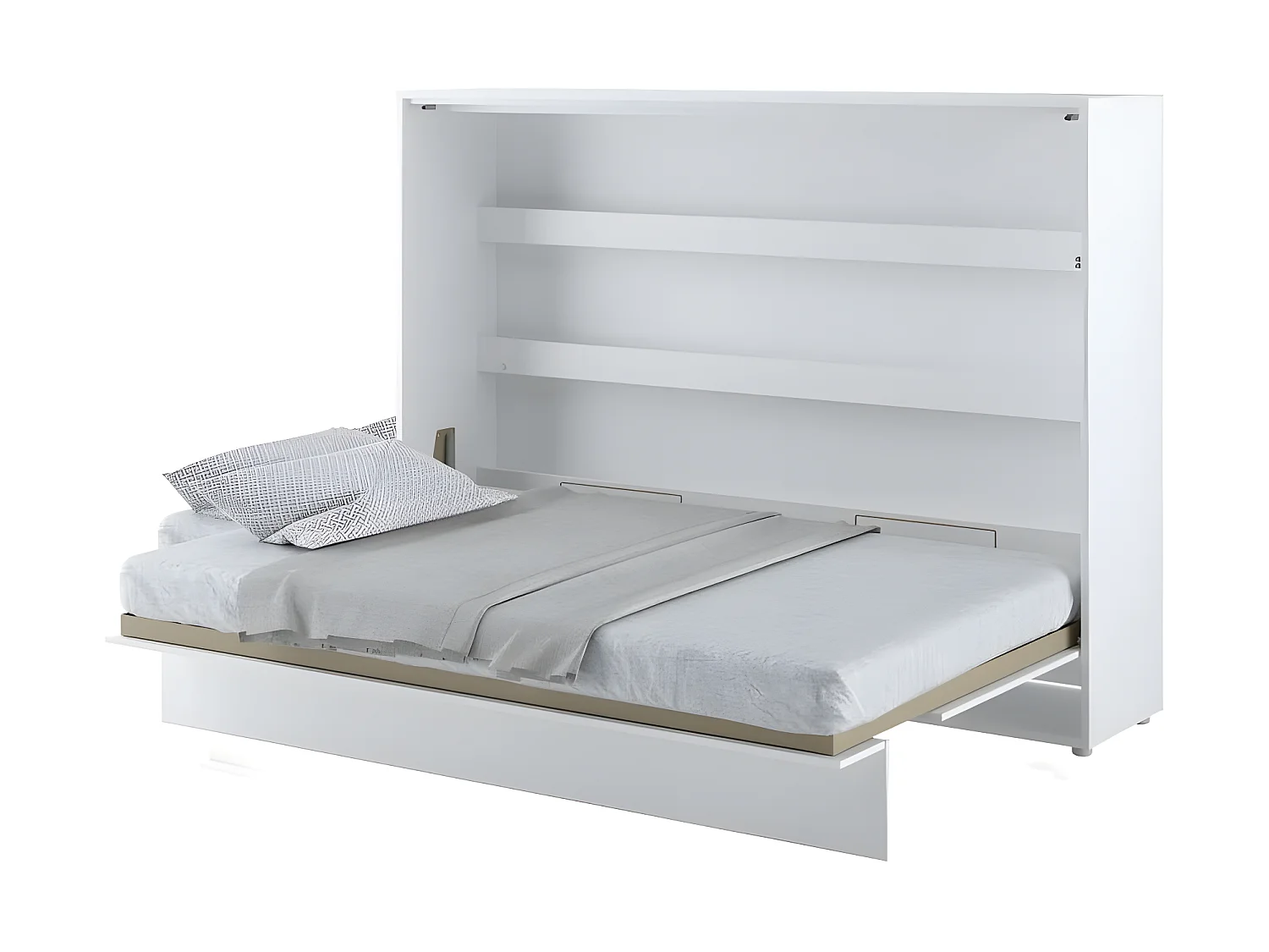 Lenart Lit escamotable MATELAS inclus Horizontal 160x200cm Blanc brillant Lit Rabattable"Consus"