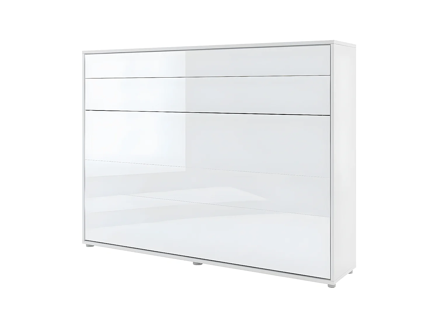 Lenart Lit escamotable MATELAS inclus Horizontal 160x200cm Blanc brillant Lit Rabattable"Consus"