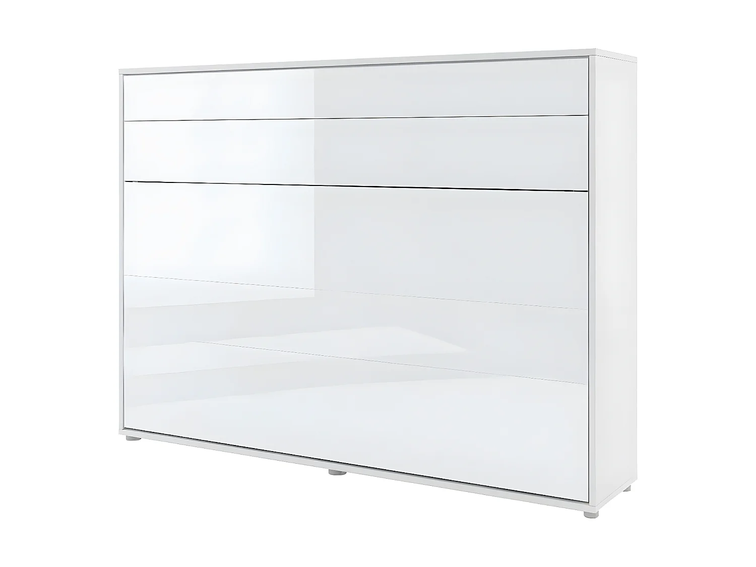 Lenart Lit escamotable MATELAS inclus Horizontal 160x200cm Blanc brillant Lit Rabattable"Consus"