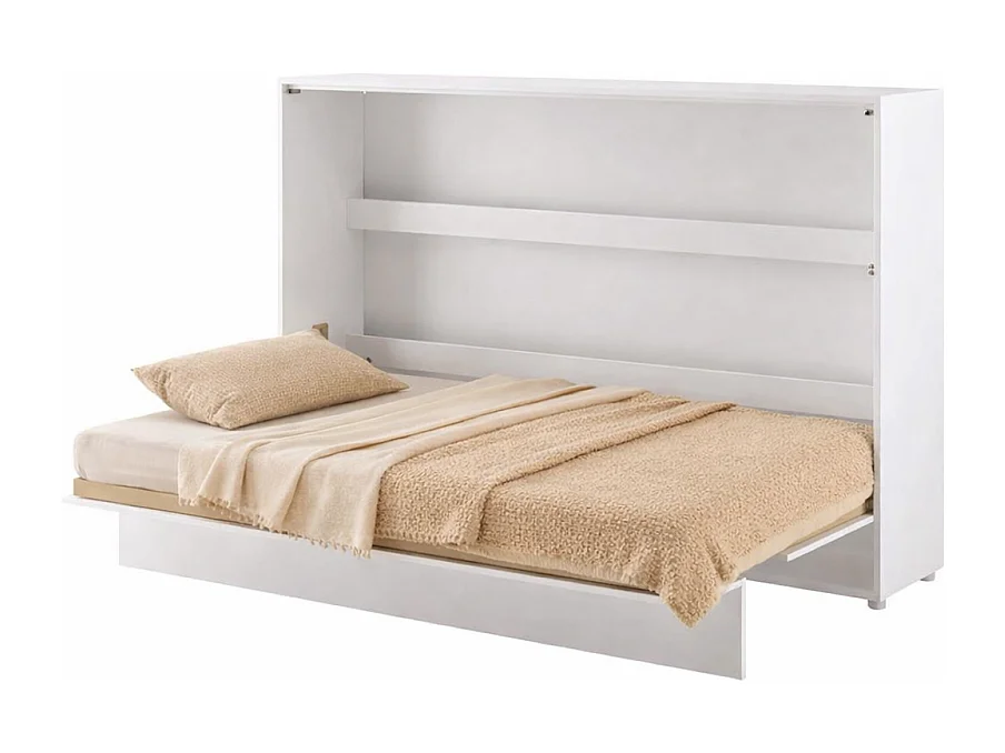 Lenart Lit escamotable MATELAS inclus Horizontal 120x200cm Blanc mat Lit Rabattable"Consus"