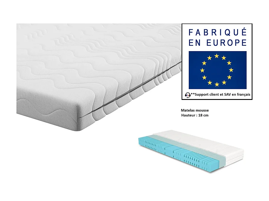 Lenart Lit escamotable MATELAS inclus Horizontal 120x200cm Blanc mat Lit Rabattable"Consus"