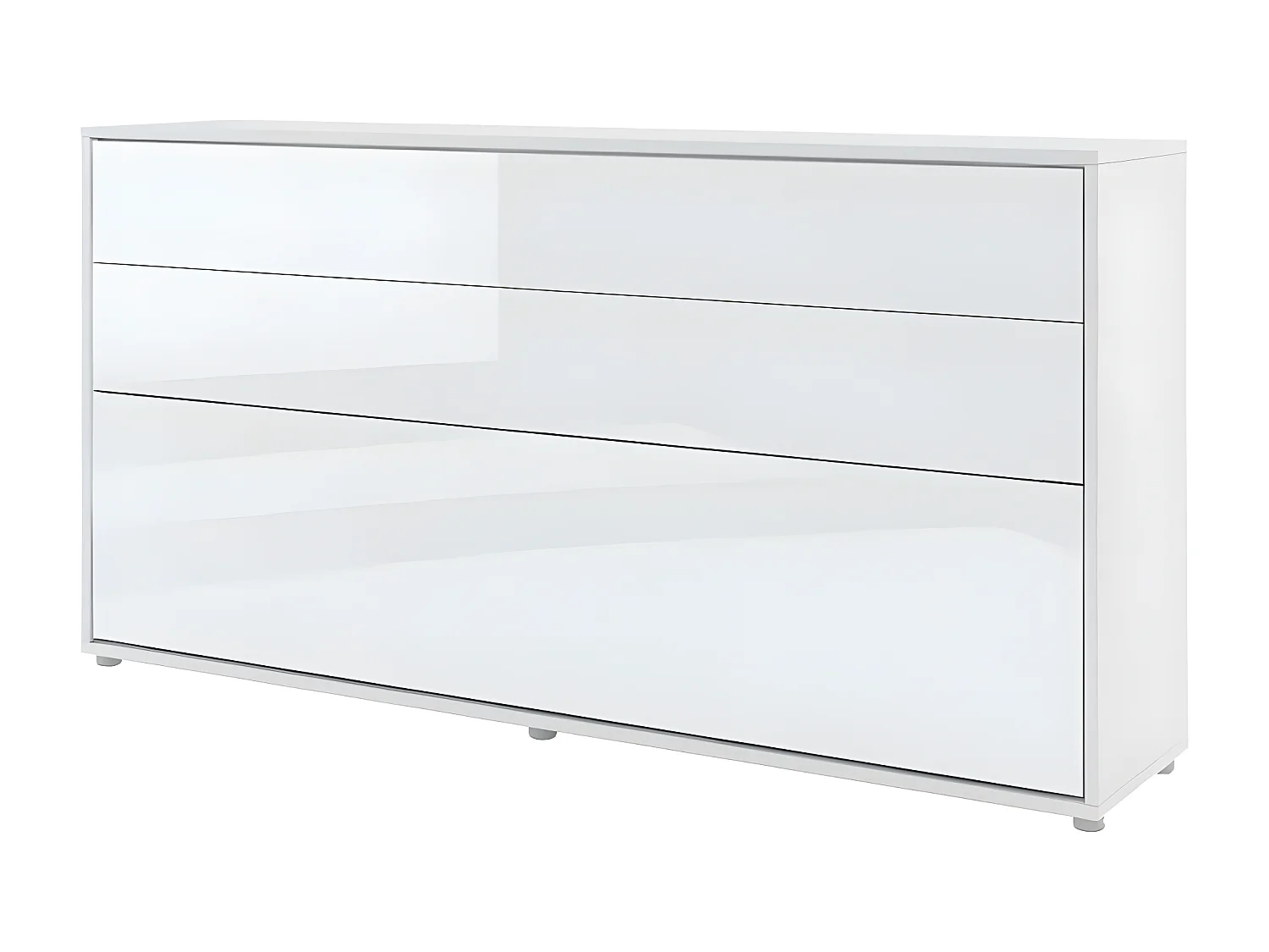 Lenart Lit escamotable MATELAS inclus Horizontal 90x200cm Blanc brillant Lit Rabattable"Consus"