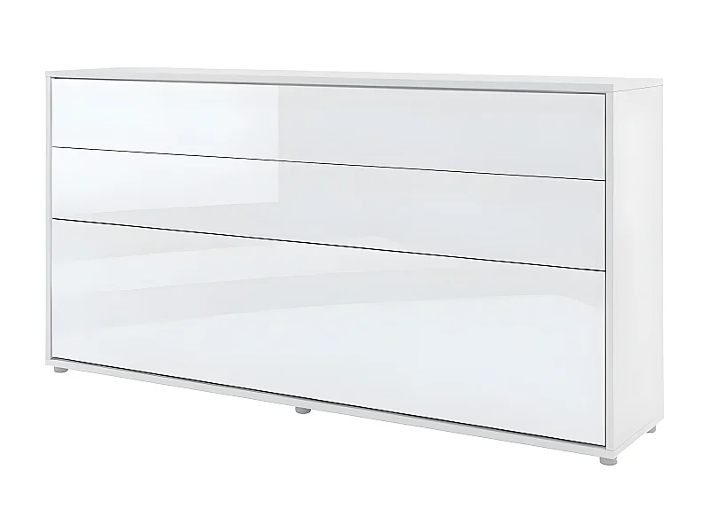 Lenart Lit escamotable MATELAS inclus Horizontal 90x200cm Blanc brillant Lit Rabattable"Consus"