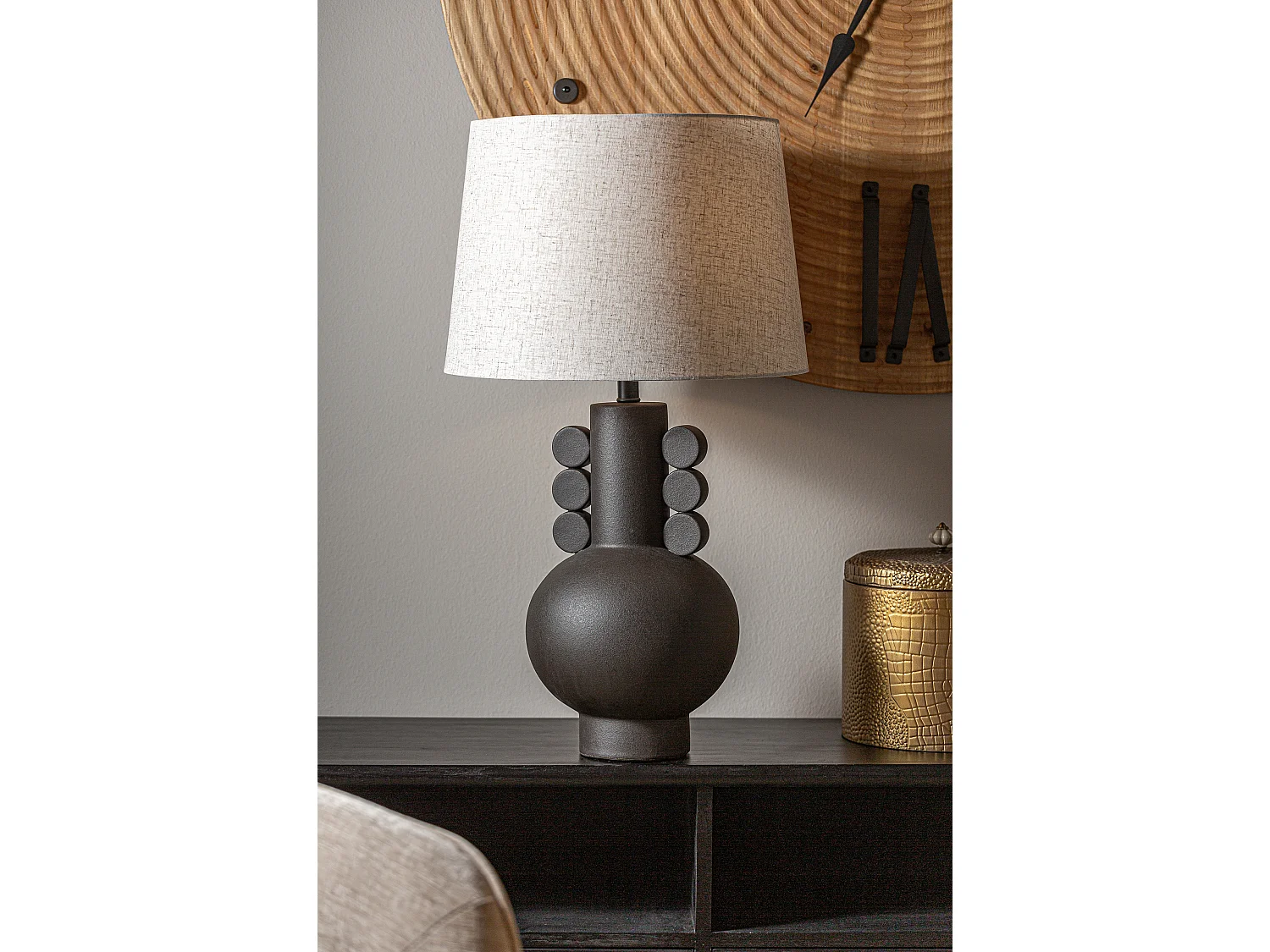 Lampe de Salon en Céramique, Noir, 40x40x74 cm - Paquet de 2