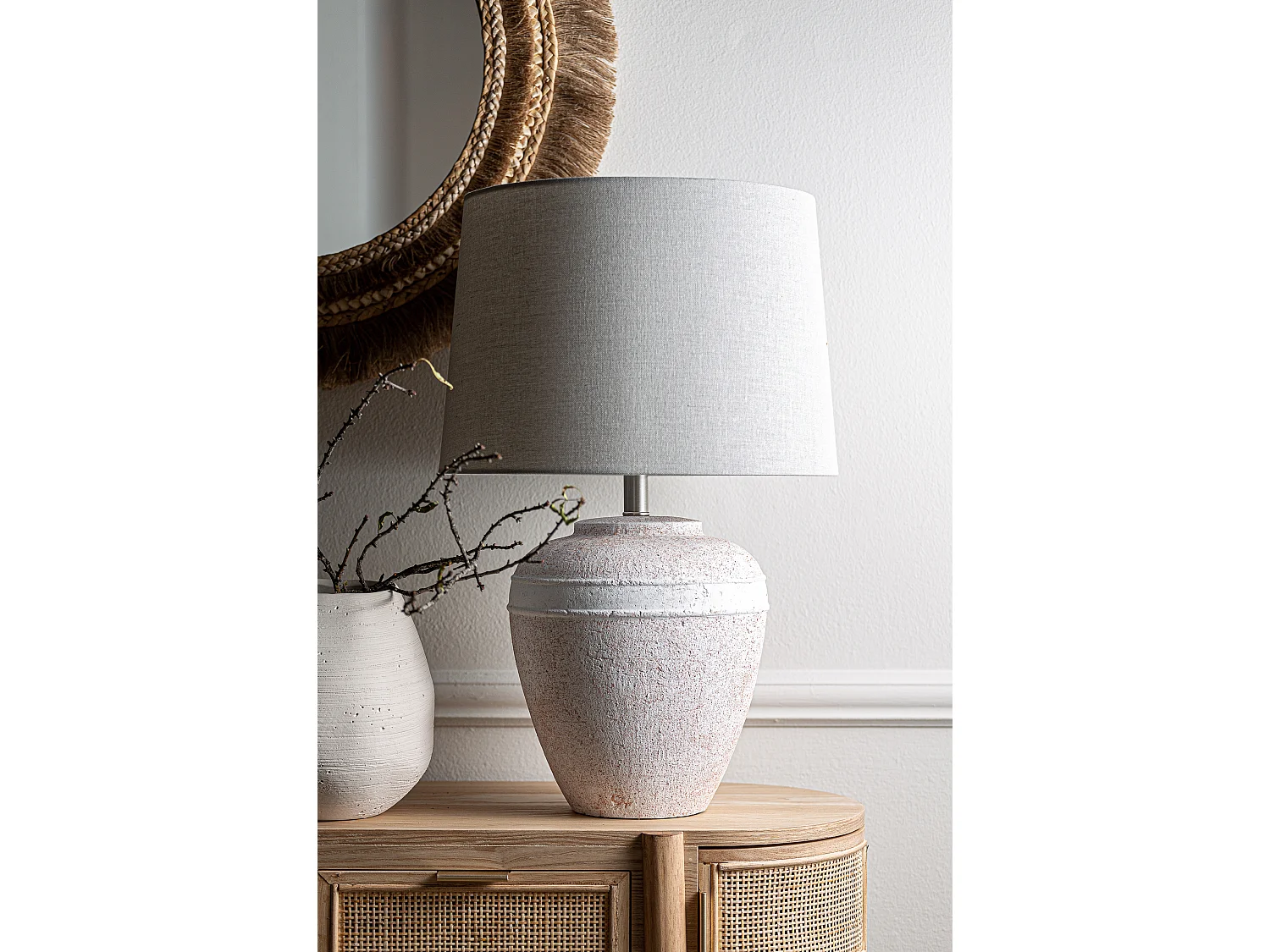 Lampe de salon en céramique blanc cassé 40x40x62 cm - lot de 2