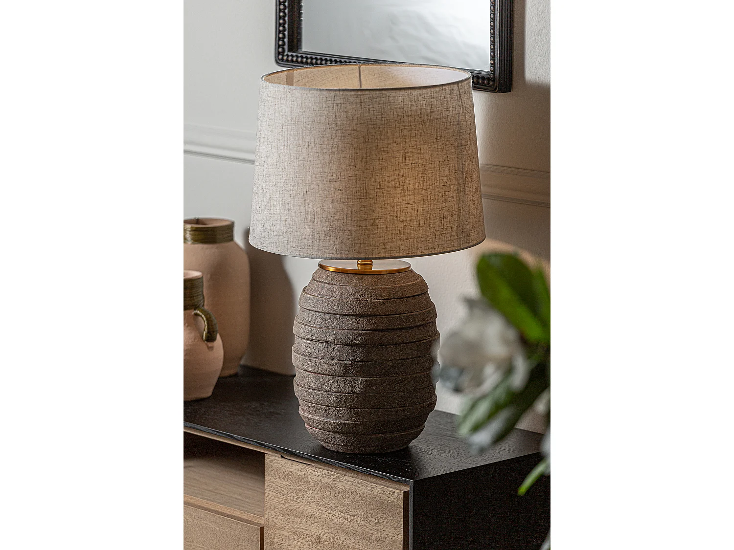 Lampe de Salon en Céramique, Marron, 40x40x65 cm - Paquet de 2