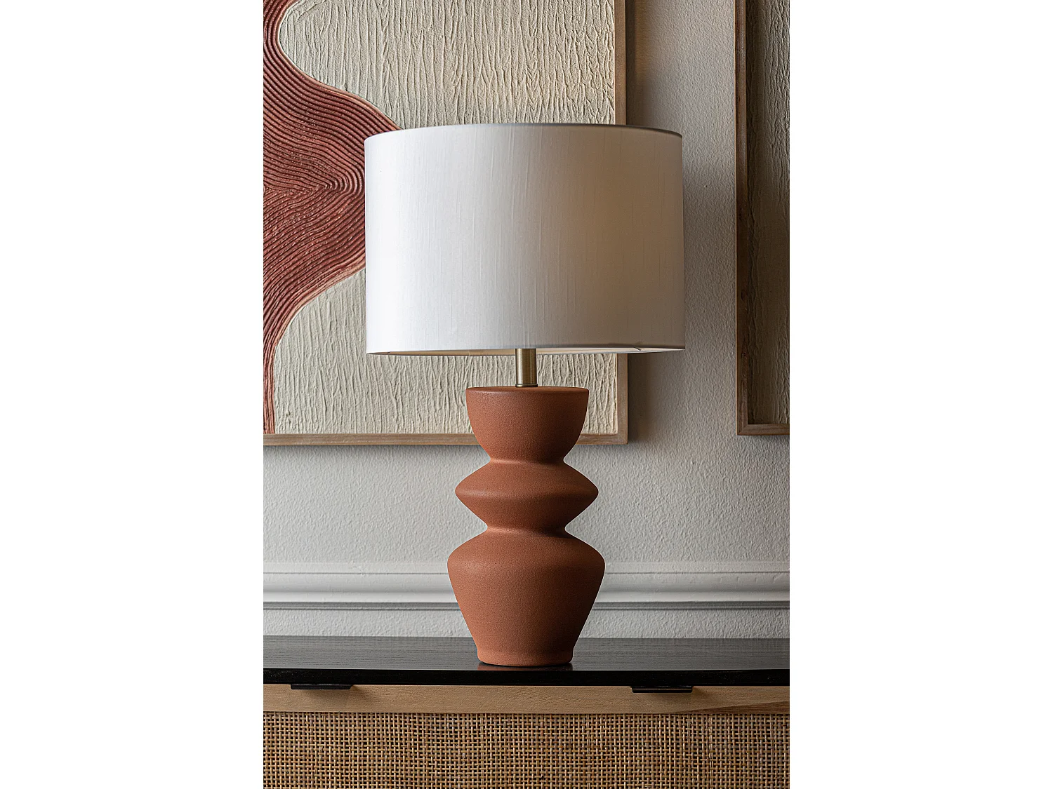 Lámpara de sobremesa de cerámica marrón de 38x38x64cm - pack de 2