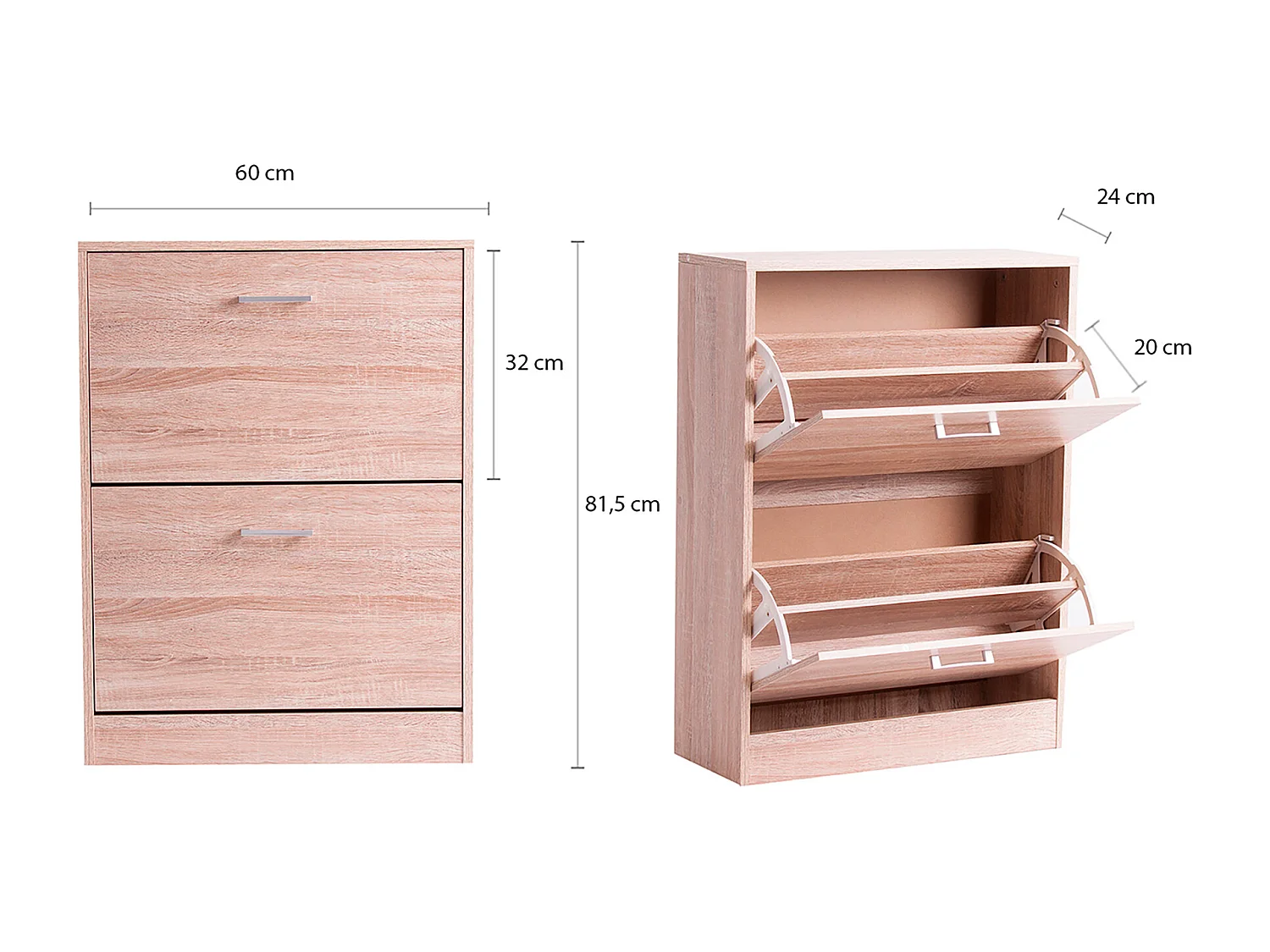 Range chaussures en bois mdf marron 60x24x81 cm