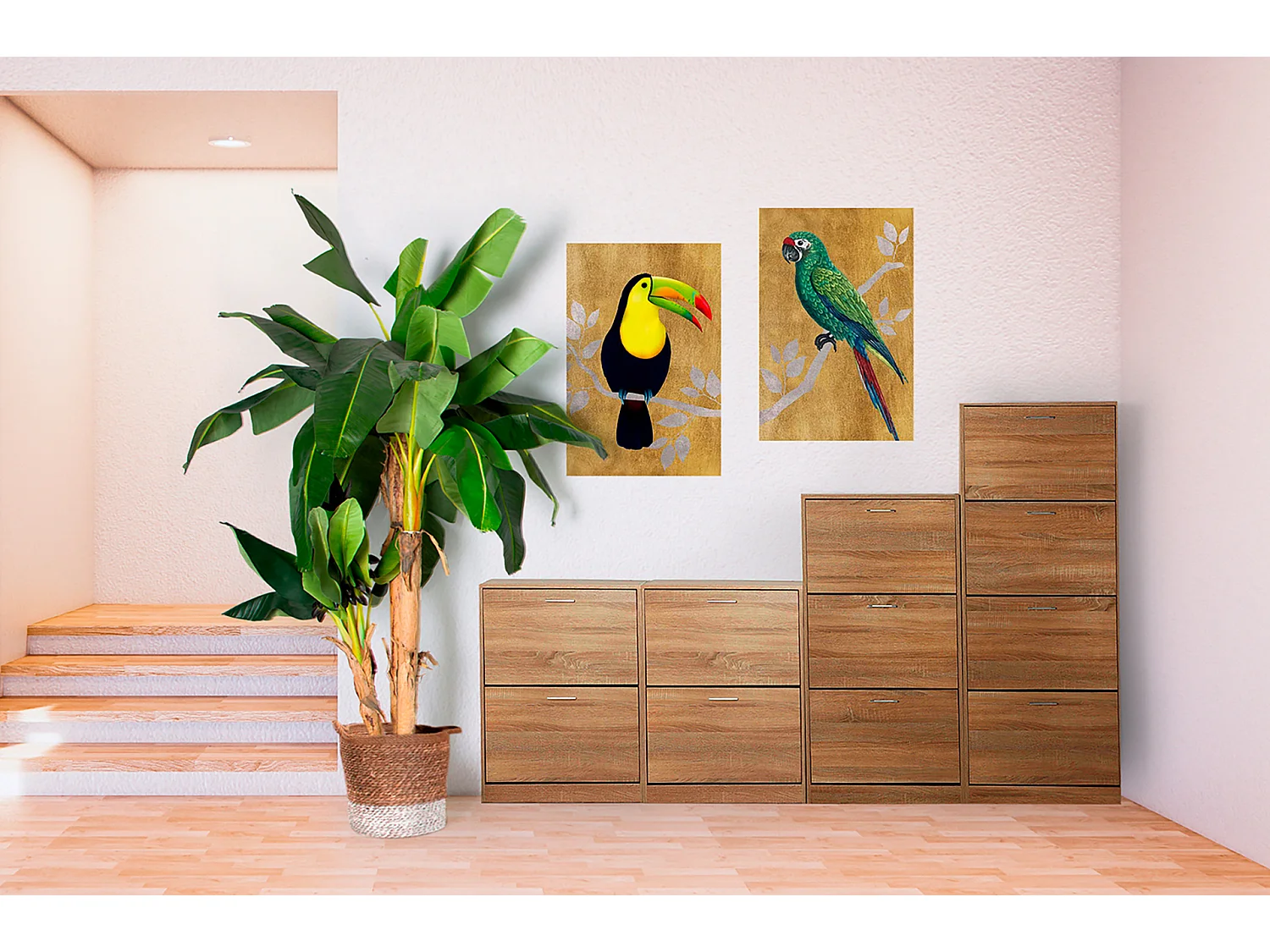 Range chaussures en bois mdf marron 60x24x81 cm