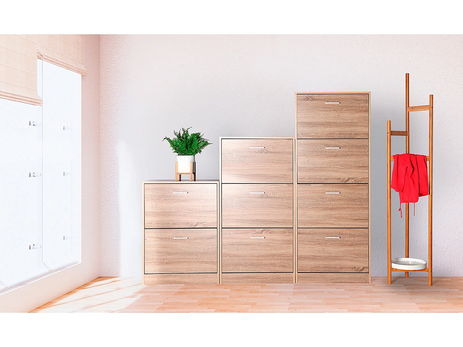 Range chaussures en bois mdf marron 60x24x81 cm