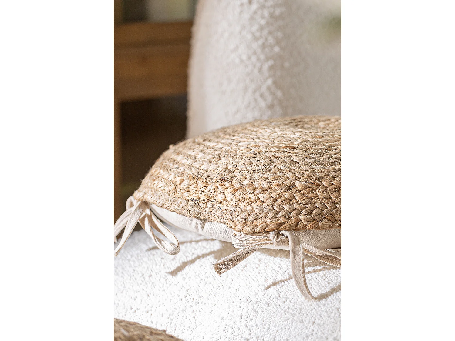 Coussin en jute marron 37x38x10 cm