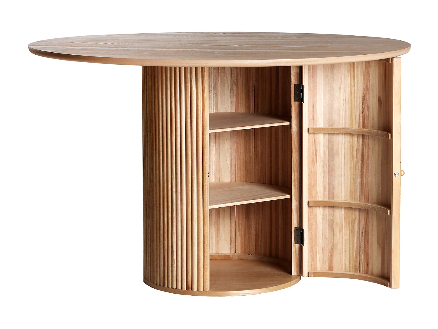 Table salon en bois de paulownia marron 120x120x76 cm