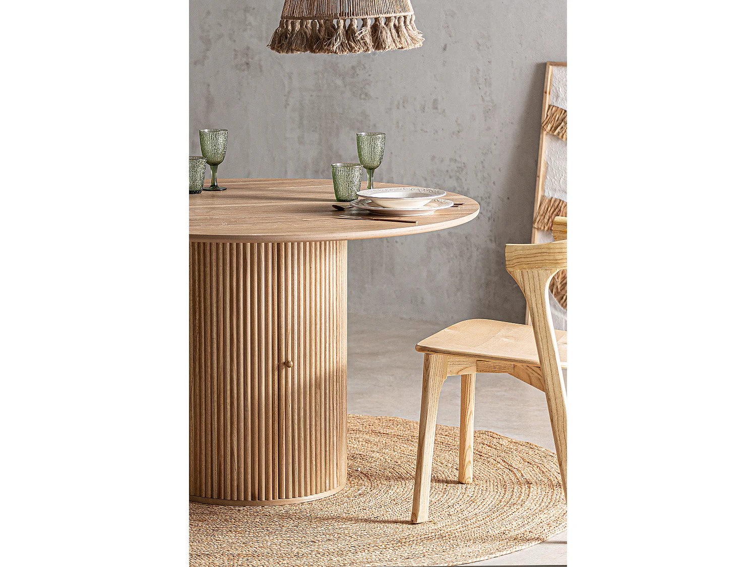 Table salon en bois de paulownia marron 120x120x76 cm