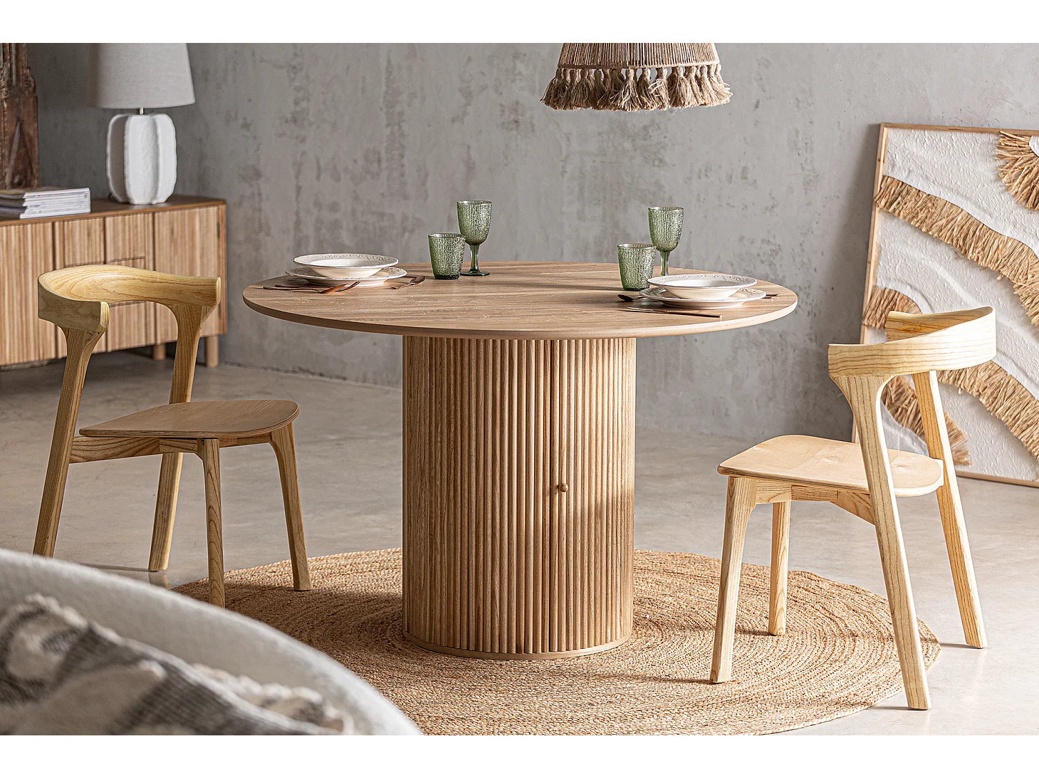 Table salon en bois de paulownia marron 120x120x76 cm