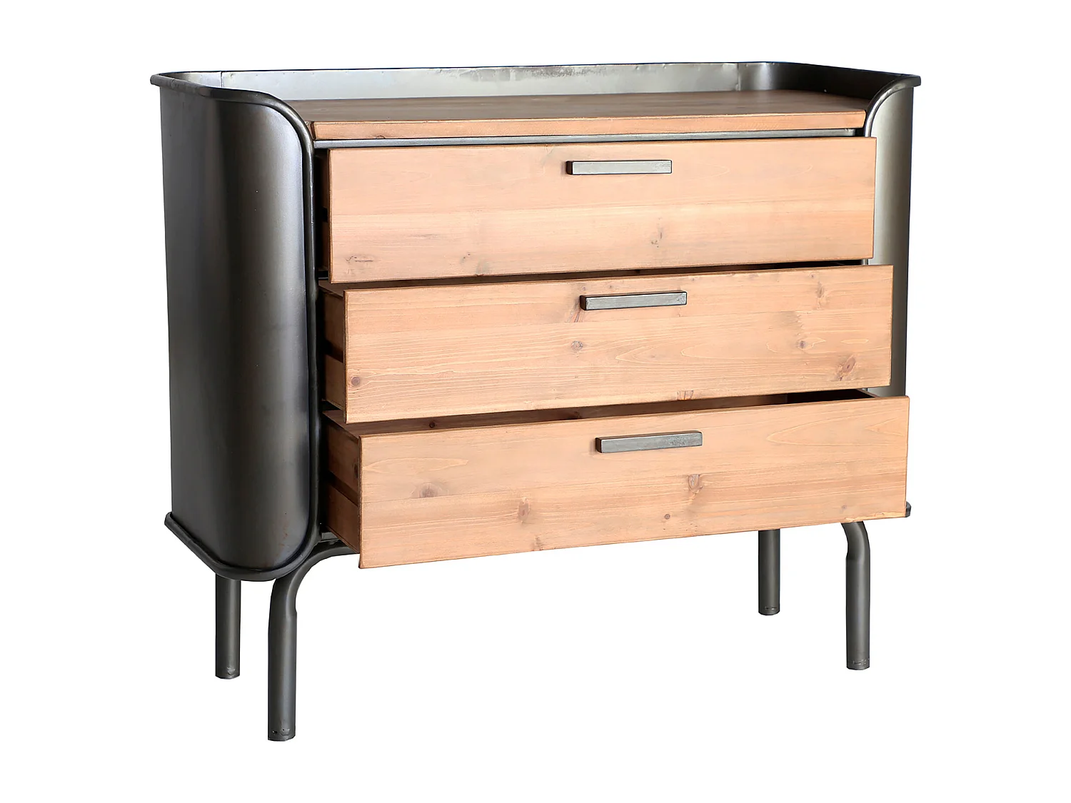 Cómoda de madera de abeto en color gris