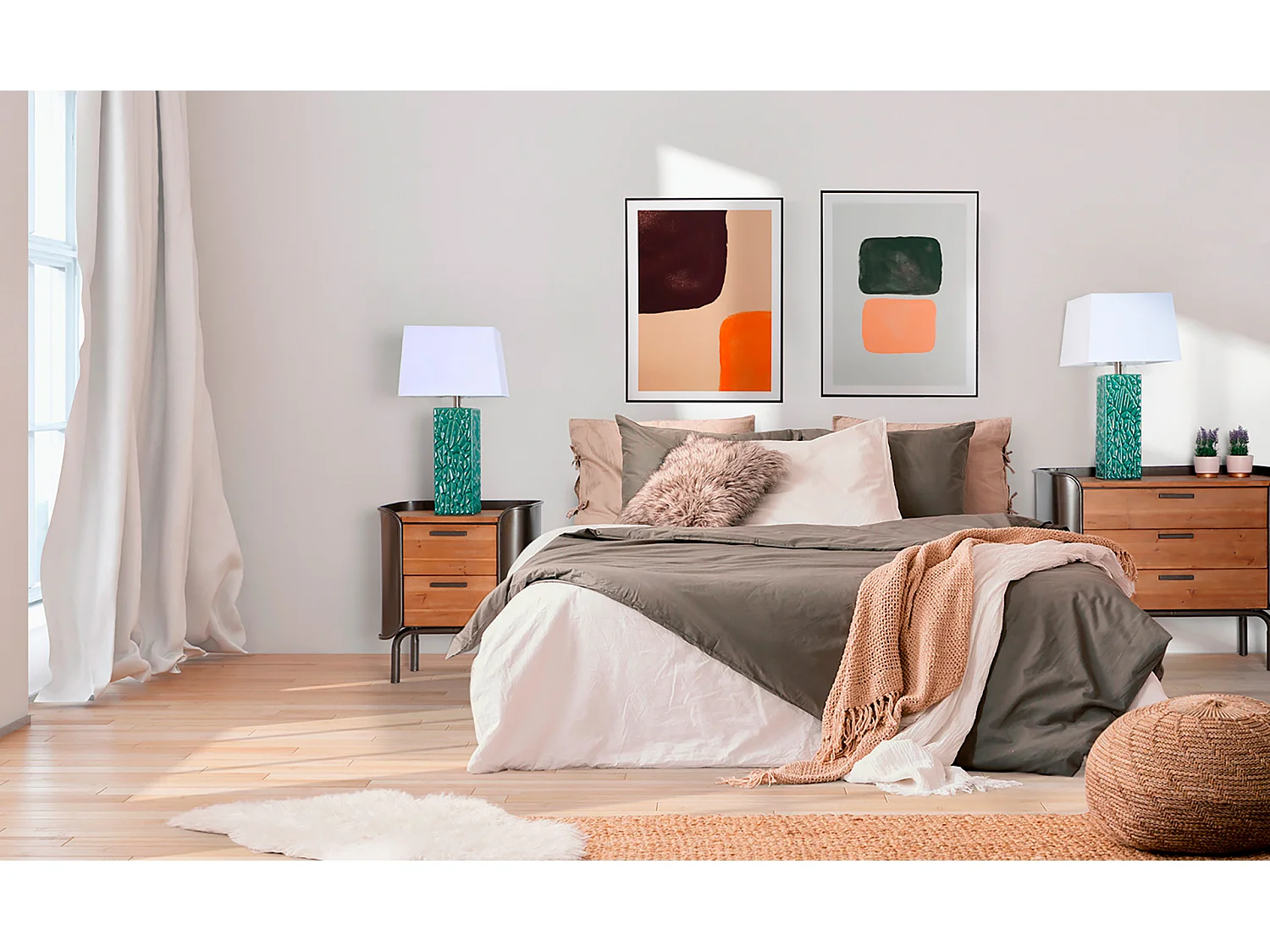 Cómoda de madera de abeto en color gris