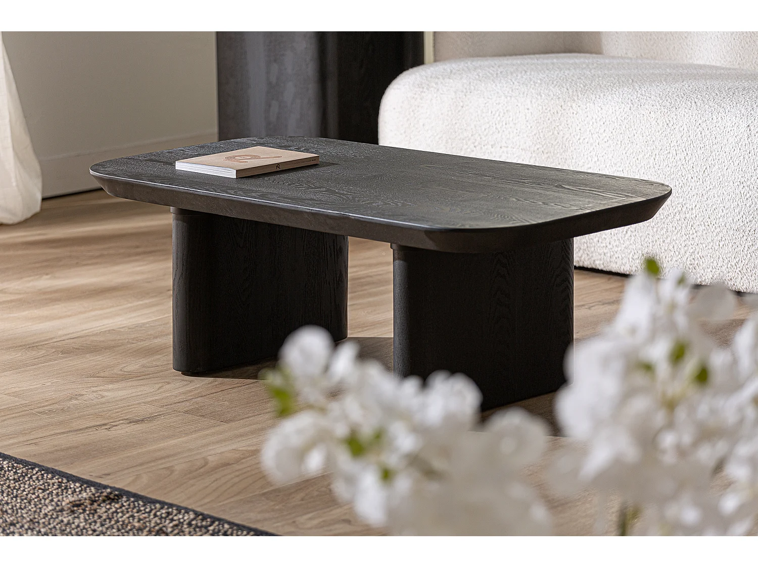 Table basse en bois de sapin noir 120x60x41 cm