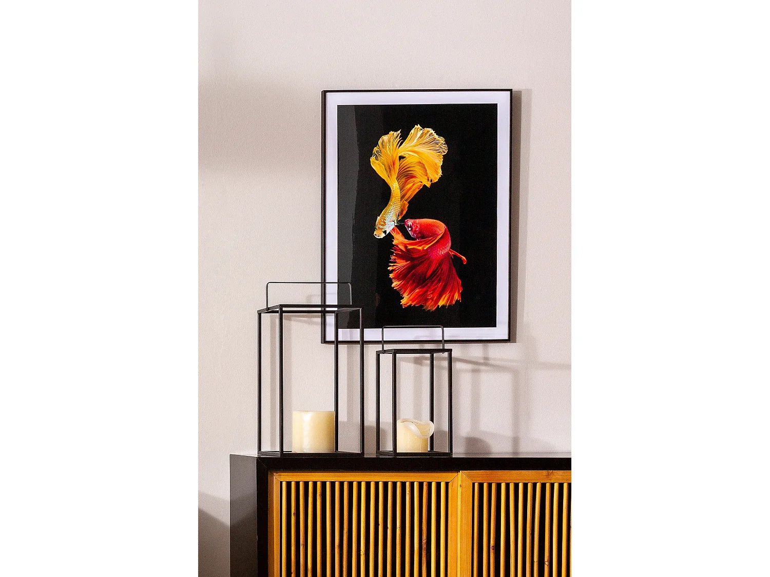 Bougeoir en fer noir 25x25x48 cm