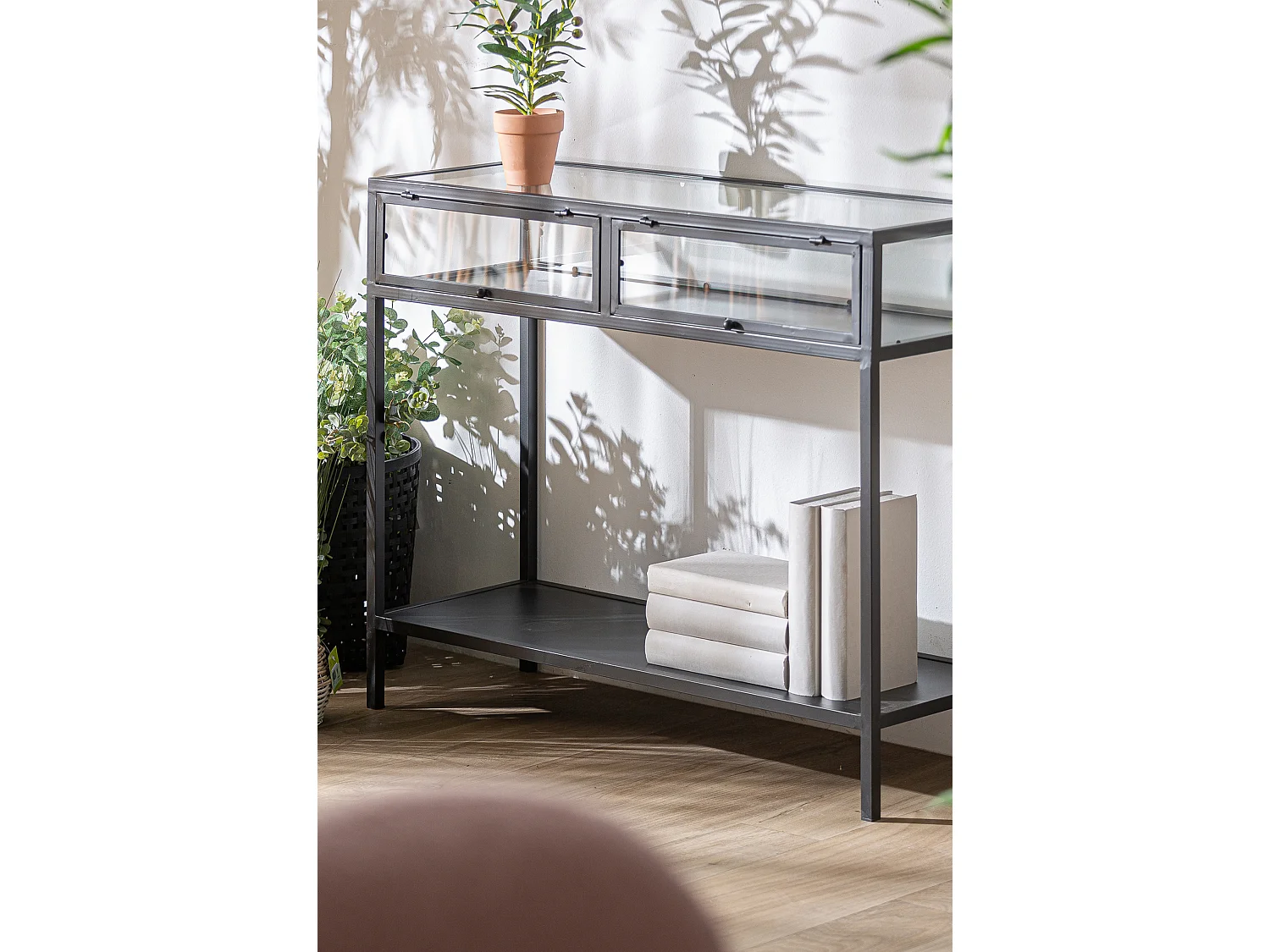 Console en fer noir 100x35x80 cm