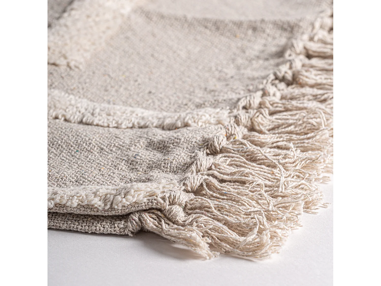 Plaid de algodón en color crema de 125x160x1cm