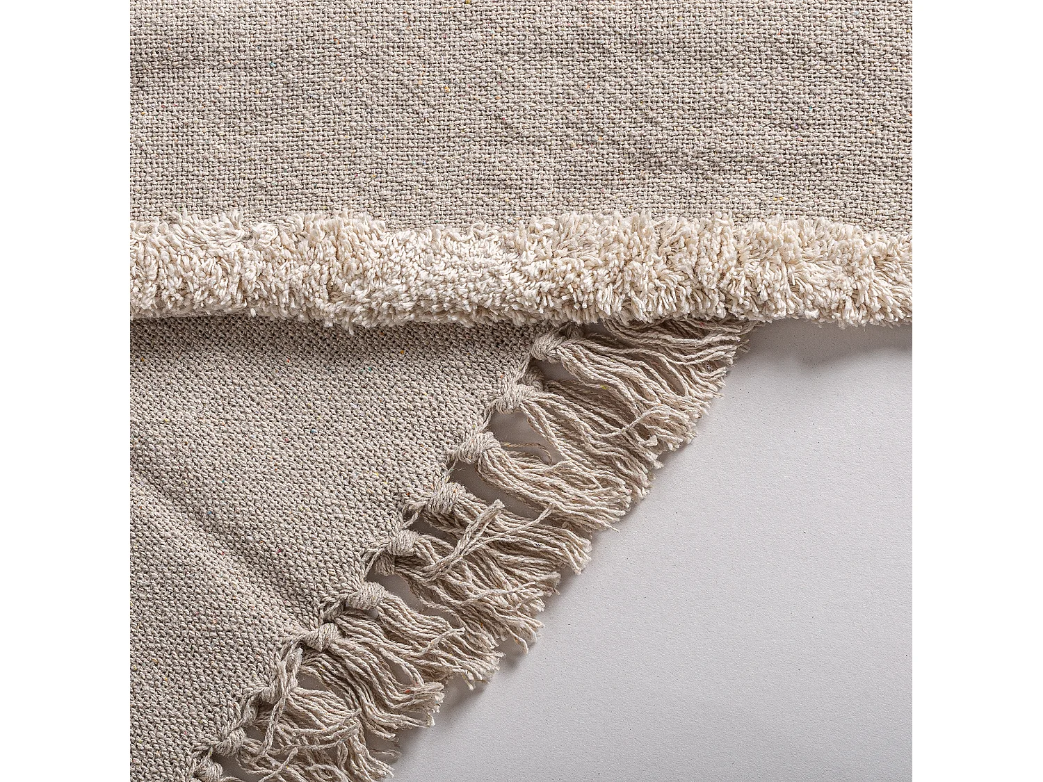 Plaid de algodón en color crema de 125x160x1cm