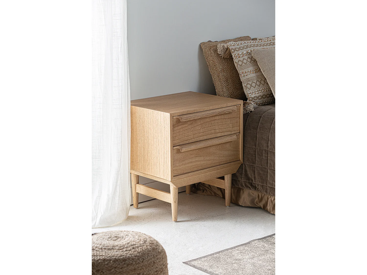 Table chevêt en bois de mindi marron 55x45x65 cm