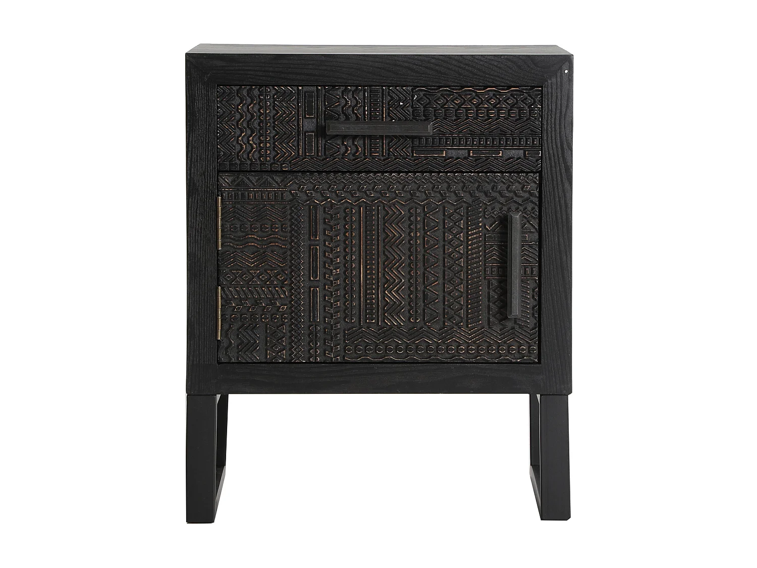 Table chevêt en bois de frêne noir 45x35x56 cm