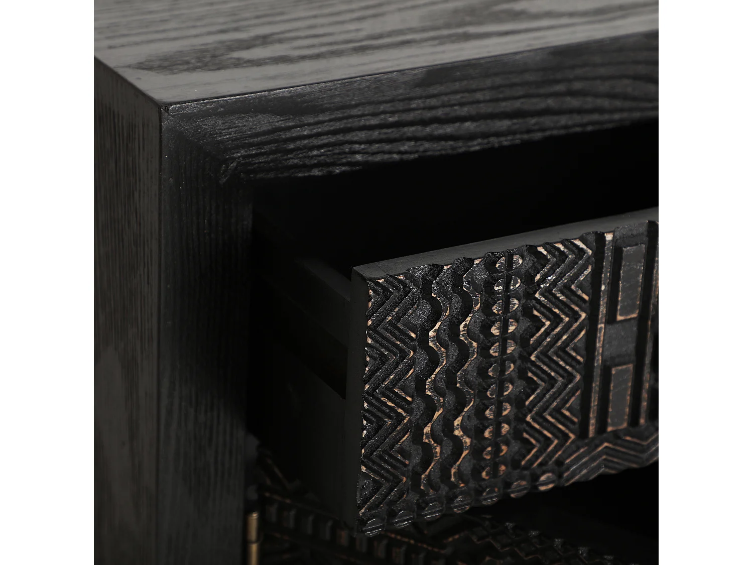 Table chevêt en bois de frêne noir 45x35x56 cm